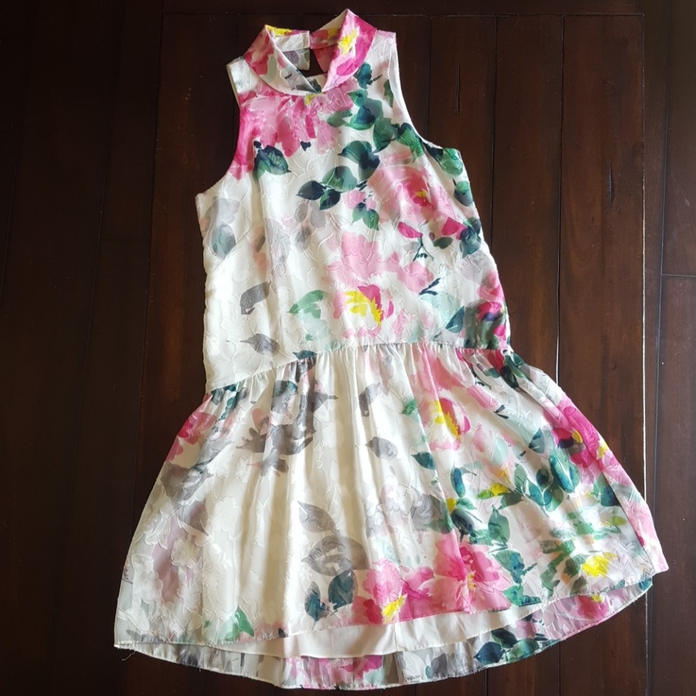 High Neck Floral Dress